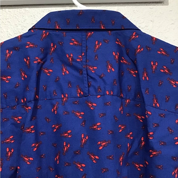Johnston & Murphy Men’s XXL Lobster Print Button-Up Shirt Blue Short Sleeve - Picture 6 of 7